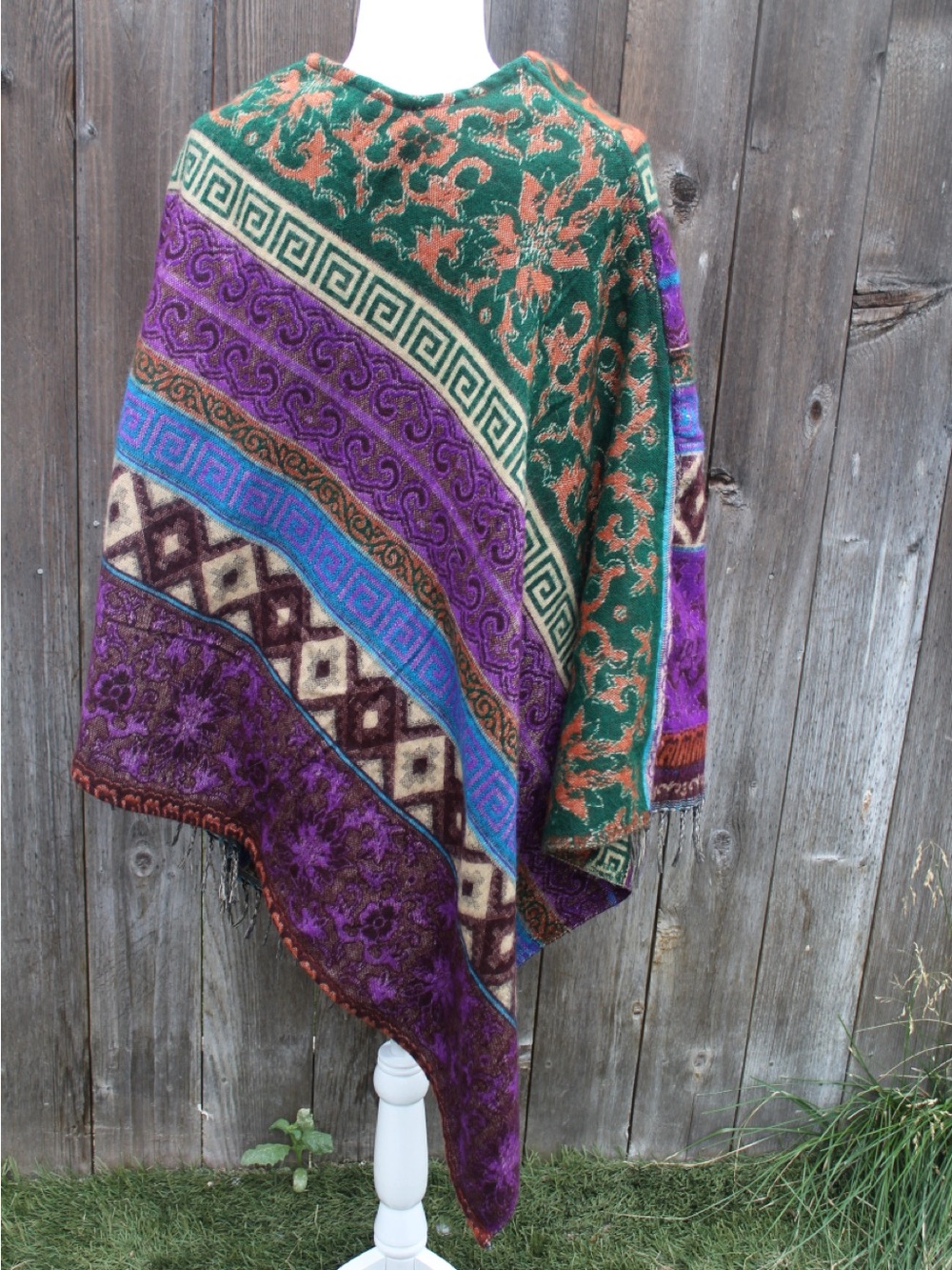 Boho Multi-Color Patterned Poncho - Picture 5 of 5